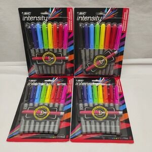 4x BIC Intensity Permanent Markers Fine Tip Assorted 8 Pack Unique Snap Cap BULK